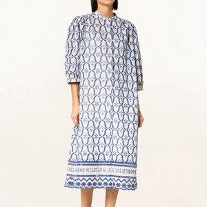 Ottod’Ame White Blue Embroidered Button Up Lace SZ 6‎ S NWT